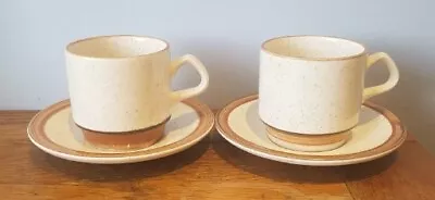 Buy Carrigaline Pottery County Cork 2 X Brown And Beige Coffee Cups And Saucers • 7.50£