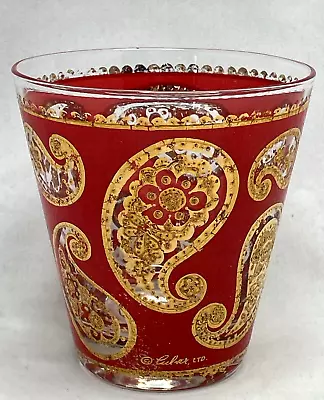 Buy Vintage Discontinued Culver Red And 22k Gold Paisley Old Fashioned Glass Barware • 13.43£