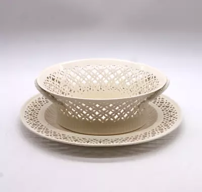 Buy LEEDSWARE Oval Bowl Basket And Tray Plate Open Weave Classical Creamware • 9.99£