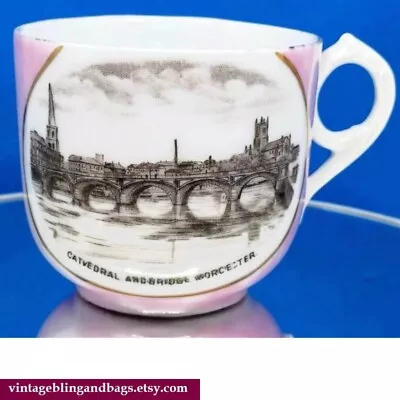Buy 63mm Antique Worcester Cathedral Tea Cup (small Chip), Antique Pink Teacup • 9£