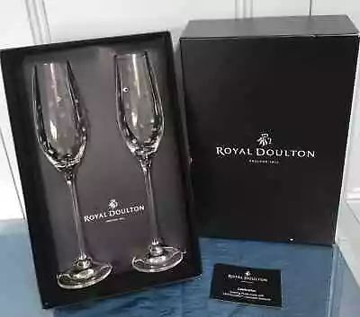 Buy 2 Royal Doulton  Celebration  Swarovski Elements Champagne Flutes New In Box • 45£
