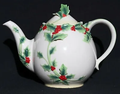 Buy Franz Porcelain Holly Berries Teapot FZ00398 Mint In Box • 85.38£