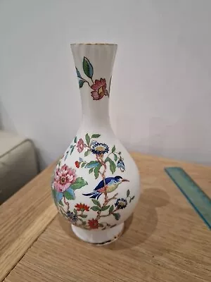 Buy Aynsley Bone China PEMBROKE Bud Vase Bird Flower Blue Pink 15cm Tall • 8.50£