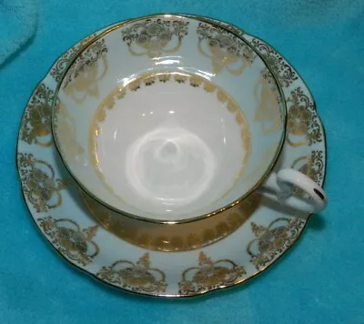 Buy Royal Grafton Fine Bone China Cup~Saucer Made In England~light Blue~gold Gilded • 10.09£