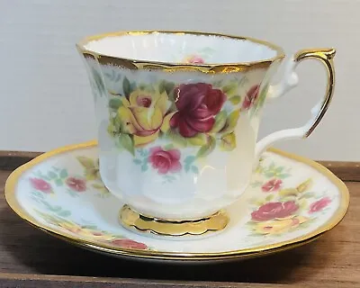 Buy Tea Cup & Saucer Queens Fine Bone China Red Yellow Roses England Est 1875 • 13.97£