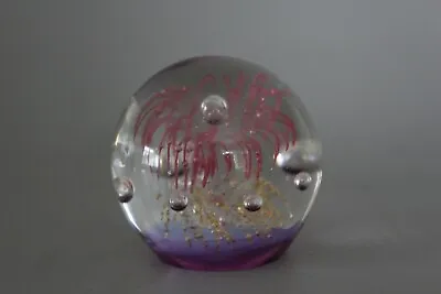 Buy Studio Art 6cm Glass Paperweight -  Bubbles Erupting From Pink Base - VGC • 8£