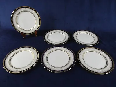 Buy Set Of 6 Royal Doulton E5449 Cobalt & Gold 10 3/8  Dinner Plates RA7011 • 118.97£