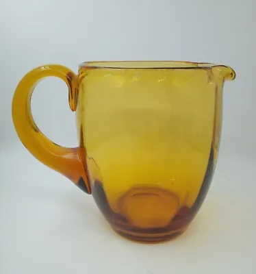 Buy Vintage Amber Glass Hand Blown Pitcher/Jug Heavy Fluted • 22£