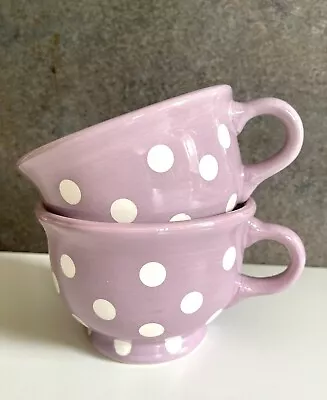 Buy Laura Ashley Vintage Cups 2 Mugs Polka Dot Spotty Purple Lilac X2 Large 1990 • 18£