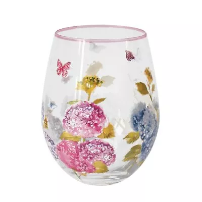 Buy Butterfly Blossom Stemless Glass Gin Copa Cup Tumbler Watercolour Floral Design • 9.95£