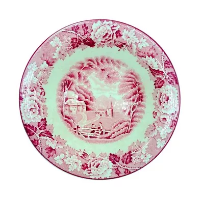 Buy Vintage Pink/Red Enoch Woods English Scenery Woods Ware Dessert Bowl • 14.41£
