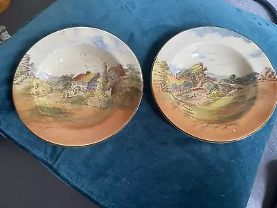 Buy 2 X Vintage 1930s Royal Doulton Series Ware Bowls -Countryside Cottage Theme • 5£