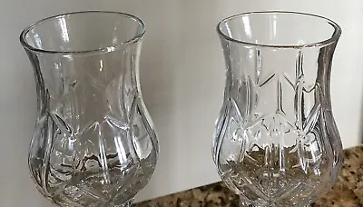 Buy Set Of 2 VTG  Clear Cut Glass Votive Candle Holders 5” Tall • 14.16£