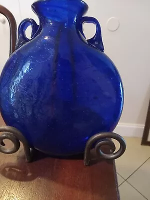 Buy Cobalt Blue Hand Blown Vase With Double Handles • 33.19£