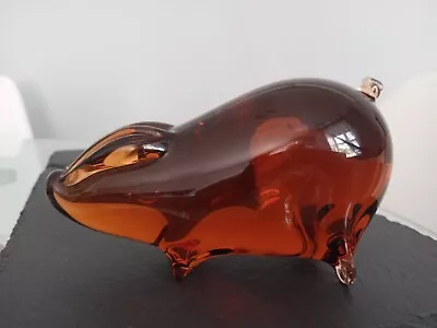 Buy Vintage Wedgewood Brown Glass Pig Signed  • 11.99£