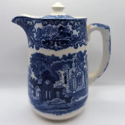 Buy Vintage George Jones & Sons Abbey 1790 Blue & White Coffee Pot / Water Jug • 5£