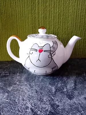 Buy Karen Wheatley Hand Painted Teapot Grey & Orange Cats 1995 • 25£