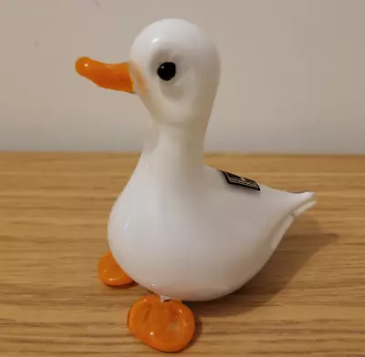 Buy Langham Glass White Duck - Handmade Small. Nature. Original Sticker • 26.95£