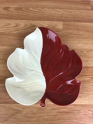 Buy Carlton Ware Hand Painted Leaf Shaped Dish In Red & Cream • 27.99£