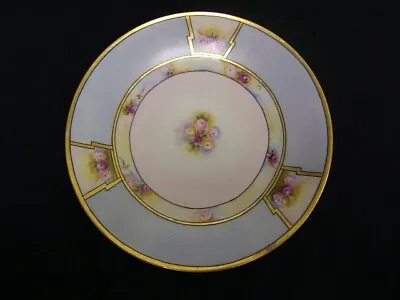 Buy Vintage Limoges Handpainted Plate 9-1/2  Diam Roses/Gold Edge Signed GUC  • 19.20£