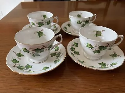 Buy Colclough Ivy Leaf Bone China Cups And Saucers X4 • 12£