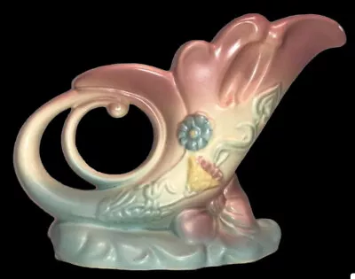 Buy Vintage Hull American Art Pottery Bow Knot Pastel Cornucopia Vase B-5-7 1/2 • 23.70£