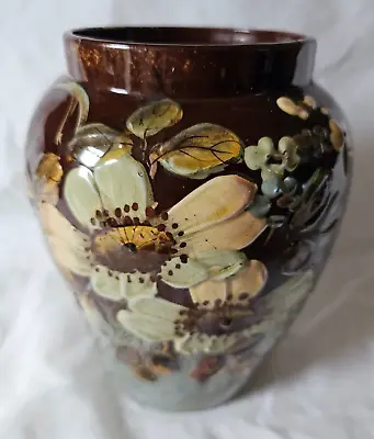 Buy French Barbotine Impasto Floral Vase, Circa Late 19th Century (b) • 70£