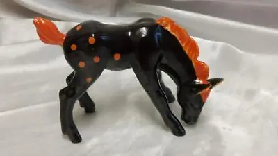 Buy A  Pottery Model Of  A Black Horse Pony With Orange Polka Dots Germany 3921 • 9.98£