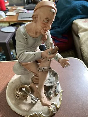 Buy Large Capodimonte By Defendi Marked 15 Fisherman Ornament (Broken Hand & Pipe) • 15£