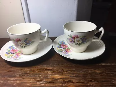 Buy VINTAGE Tea CUPS & SAUCERS 1950s George Clews Co Staffordshire (g) • 10.30£