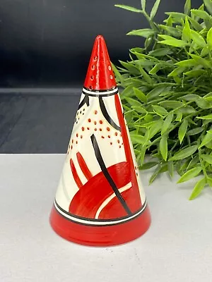 Buy Wedgwood Clarice Cliff Bizarre Red Carpet Conical Sugar Sifter Shaker 14cm • 60£