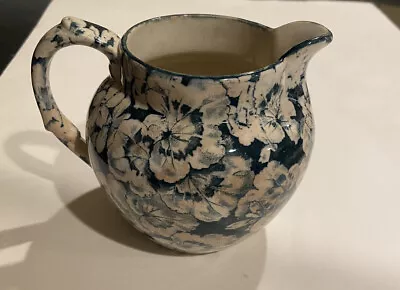 Buy Buffalo Pottery 4 1/2” High Geranium Style Blue And White Pitcher ~ Antique • 52.10£