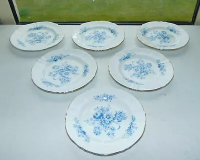Buy Crown Staffordshire Bone China Blue Flowers 6 X Side Plates 16cm • 8£