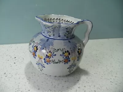 Buy Vintage Carvalhinho Portugal Pretty Floral Hand Painted Jug Vase Pale Blue • 8.99£