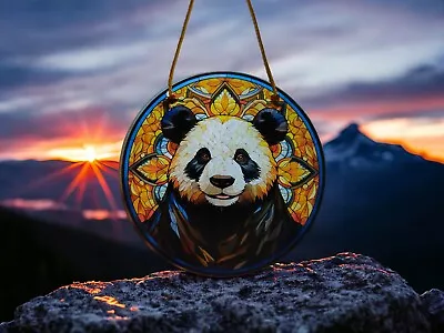 Buy 15cm Wise Panda Ready To Hang Acrylic Stained Glass Window Suncatcher  • 8.49£
