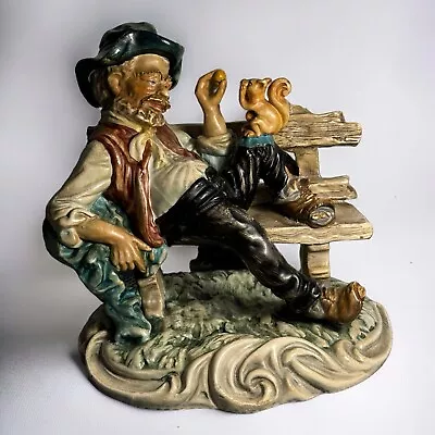 Buy Rare Capodimonte Statue Of Tramp On A Bench Feeding A Squirrel - Mint • 17.15£