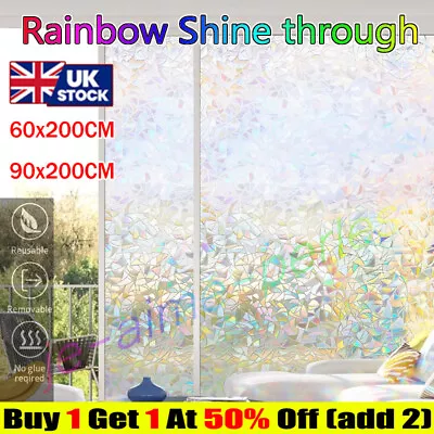 Buy 2M Rainbow Frosted Window Film Privacy Stained Cling Static Glass Sticker Decor • 6.69£