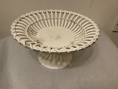 Buy Antique Creamware Lattice Work Footed Pedestal Basket Base Impressed N • 40£