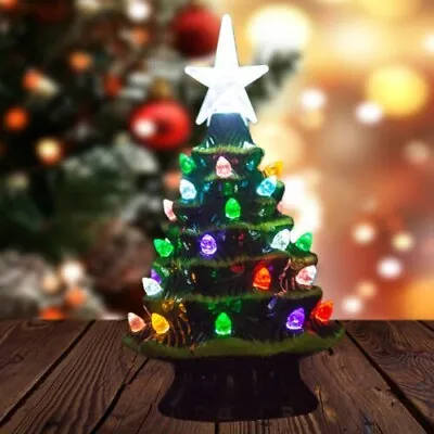 Buy Retro Ceramic Christmas Tree Light Up Electric Pottery Hand Painted Ornament UK • 17.99£