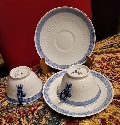 Buy Vintage Royal Copenhagen Bone China Cups Saucers Blue Fan  2 Sets Stunning  • 94.99£