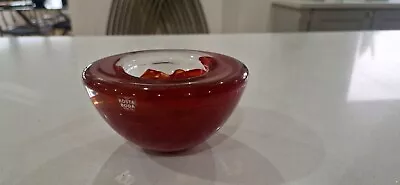 Buy Kosta Boda Swedish Art Glass Warm Red Swirl Votive Bowl Candle Holder • 20£