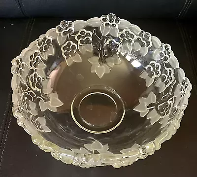 Buy Etched Raised Heavy Crystal Glass Bowl Floral 8.5 Inch • 17.29£