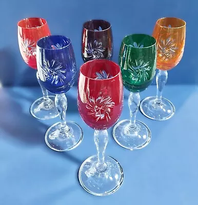 Buy Czech Bohemian Crystal Glass Handmade - Vodka Glass- 6 Pcs Multicolor IV. • 57.19£
