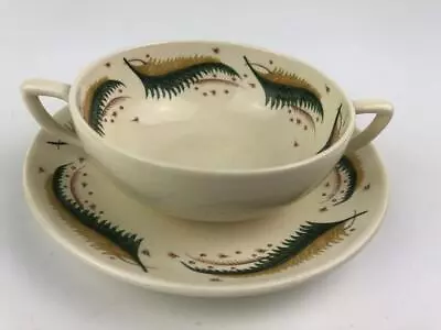 Buy Susie Cooper Bracken Pattern (p/n 2290) Soup Bowl With Plate. Vintage, Circa ... • 15£
