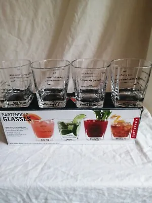 Buy Kikkerland Bartending Glasses 4 Glasses 16 Drink Recipes. Free UK Delivery.  • 12.25£