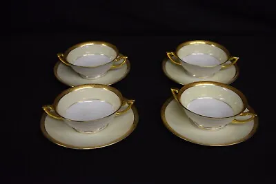 Buy 4 X MARQUISE  THOMAS BAVARIA PORCELAIN  GOLD ENCRUSTED BAND 5  SOUP BOWL,Cup • 52.84£