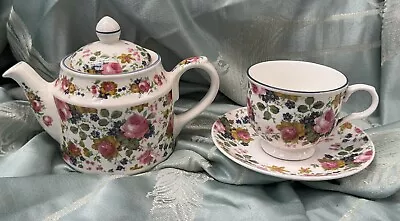 Buy Vintage Sadler Olde County China Teapot And Tea Cup & Saucer • 16.75£