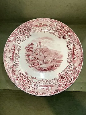 Buy Antique Red George Jones And Sons 10 1/2  Porcelain Plate ENGLAND PASTORAL 1790 • 57.35£