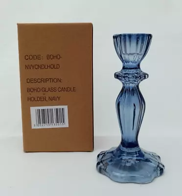 Buy Talking Tables Blue Glass Candlestick Holder - Height 15.5cm (New & Boxed) • 8£