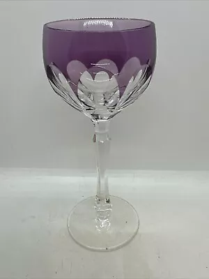 Buy Antique Purple / Lavender Cut To Clear Wine Hock Crystal Stemware, 7 1/2  Tall. • 47.42£
